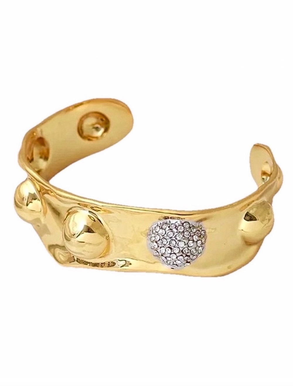 NEW Alexis Bittar Molten Liquid Gold Repoussé Raised Dot Cuff Bracelet JL31